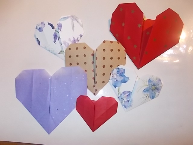 Origami heart craft activity Valentines Day children